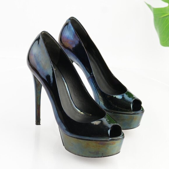 Brian Atwood Womens Bambola Pumps Size 6 Black Color Change Platform Heel Shoes - Picture 15 of 15